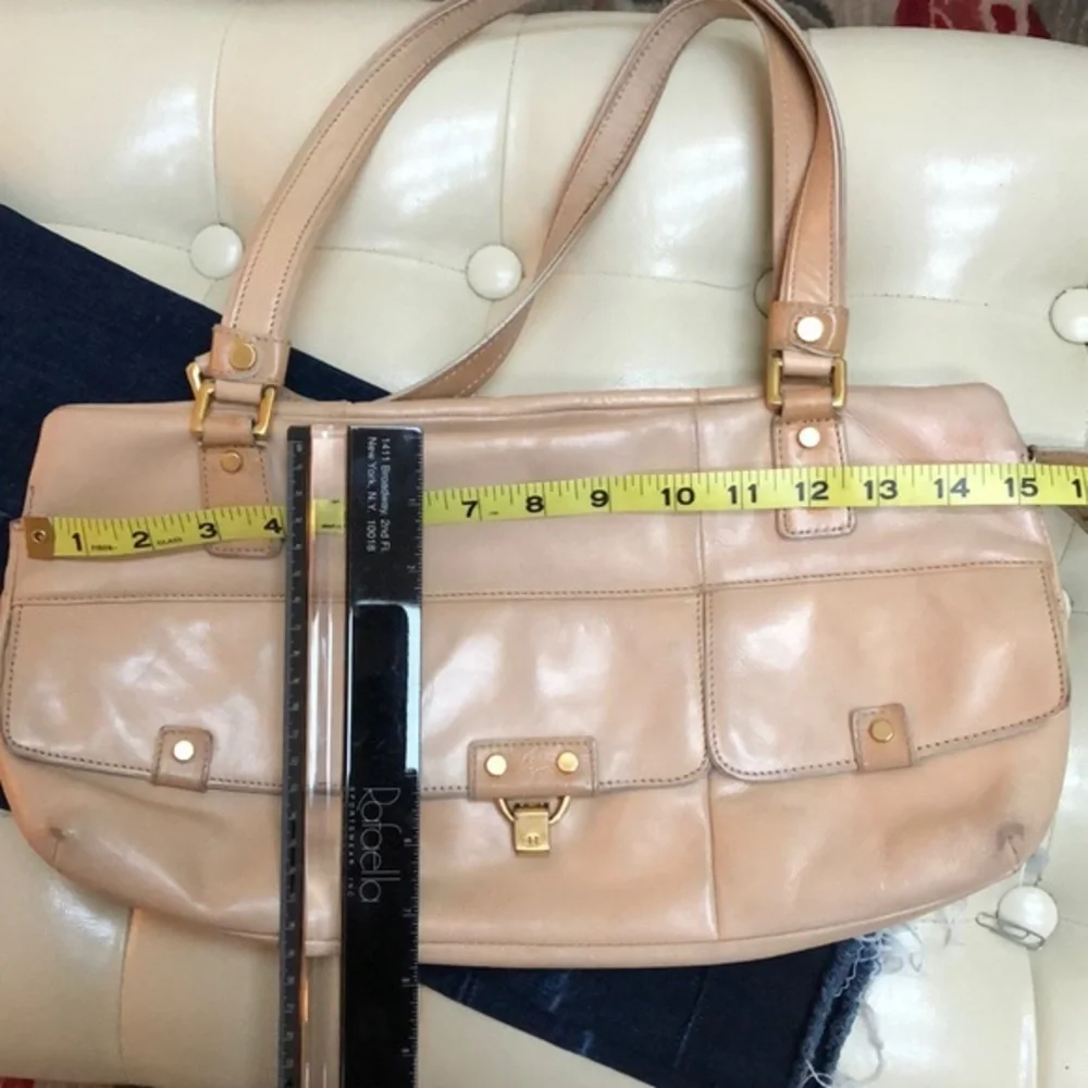 Vintage Hilfiger genuine “loved leather” utility handbag, zip top